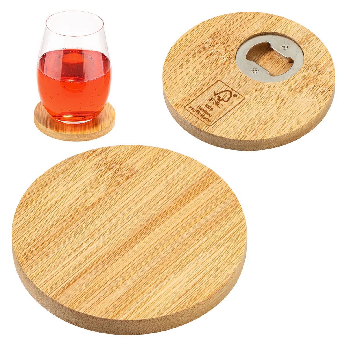 Bamboo Coaster with Bottle Opener view 2