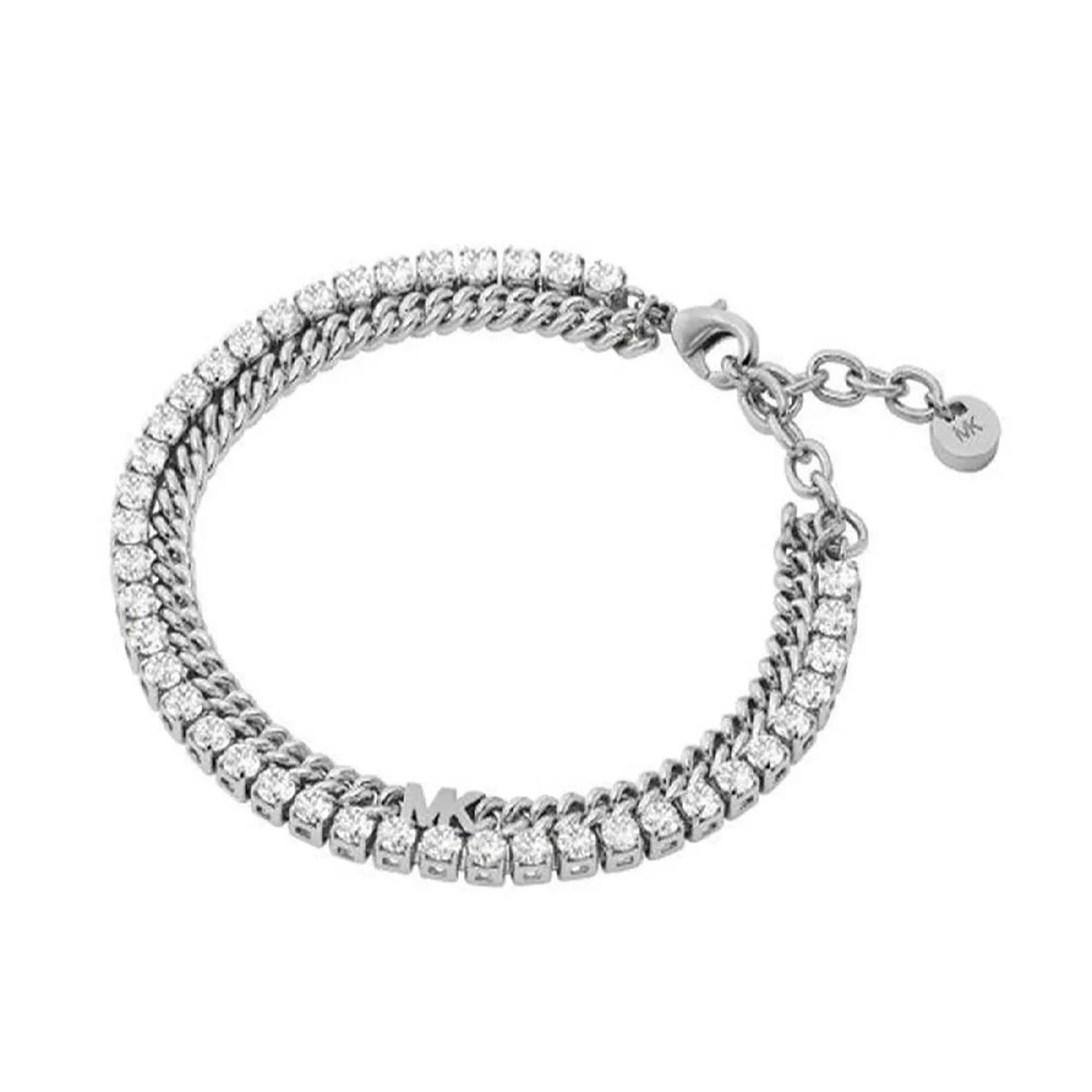 Michael Kors Ladies Double Layer Tennis Bracelet Silver
