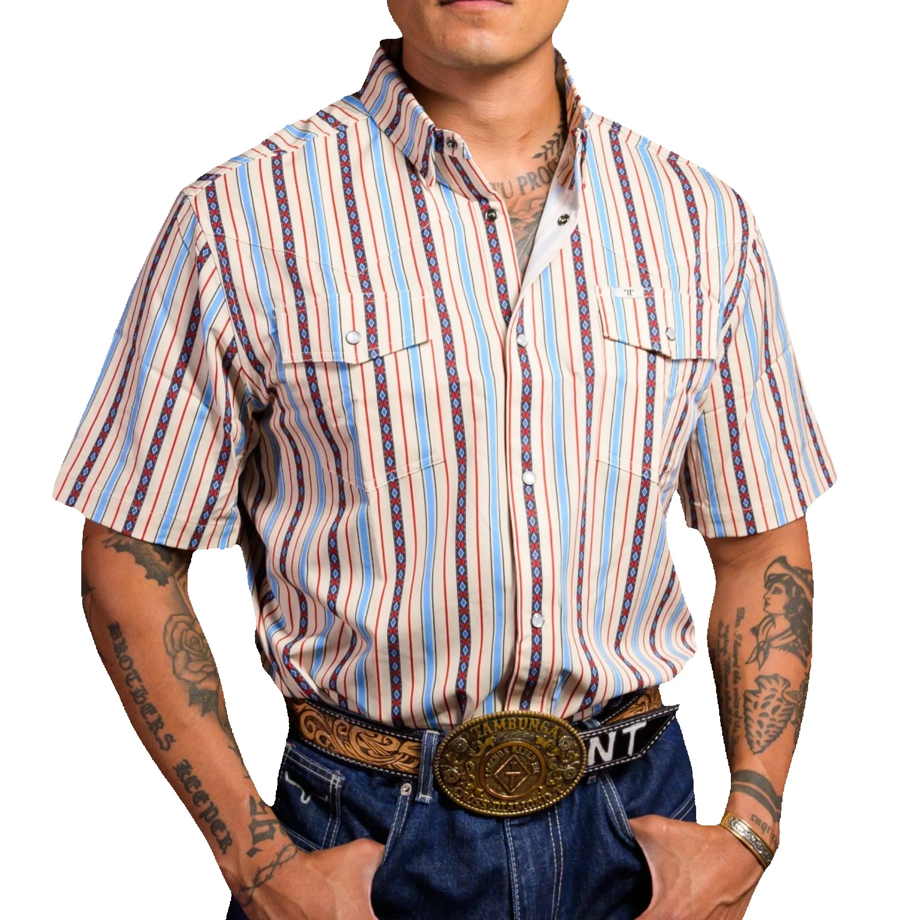 Men's Ferrell® Printed Short Sleeve Snap Shirt view 3