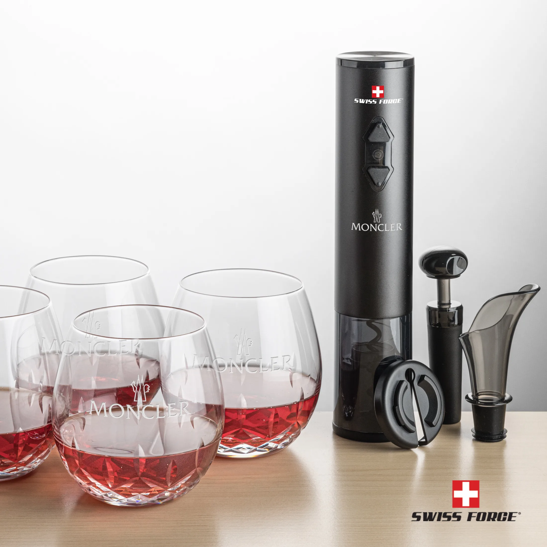 Opener Wine Set, 1 Color, 1 Location Imprint, Opener & 4 Stemless