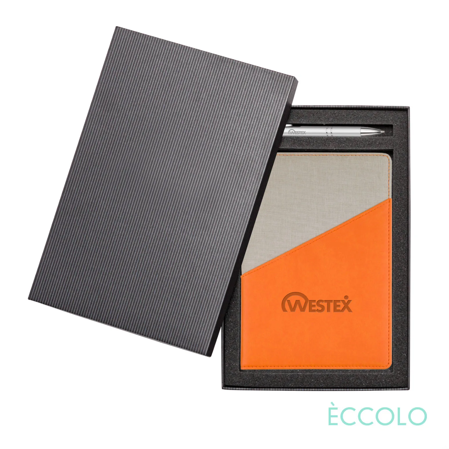 Journal & Clicker Pen Gift Set, Orange/Silver