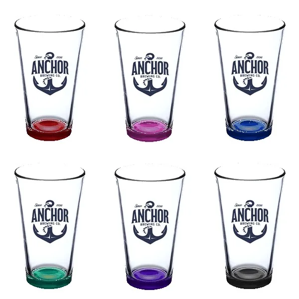 Thirsty 16 oz Pint Glasses with Color Bottom