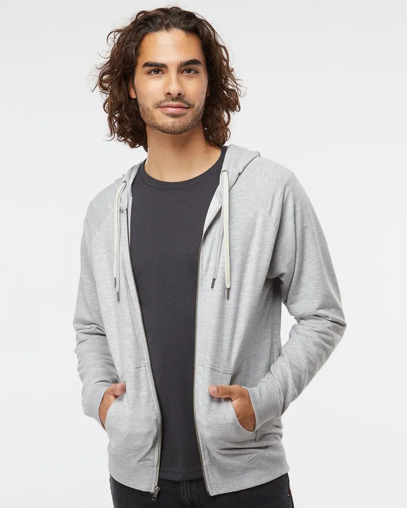 Independent Trading Co.® Unisex Icon Lightweight Loopback Terry Full-Zip Hooded Sweatshirt view 2