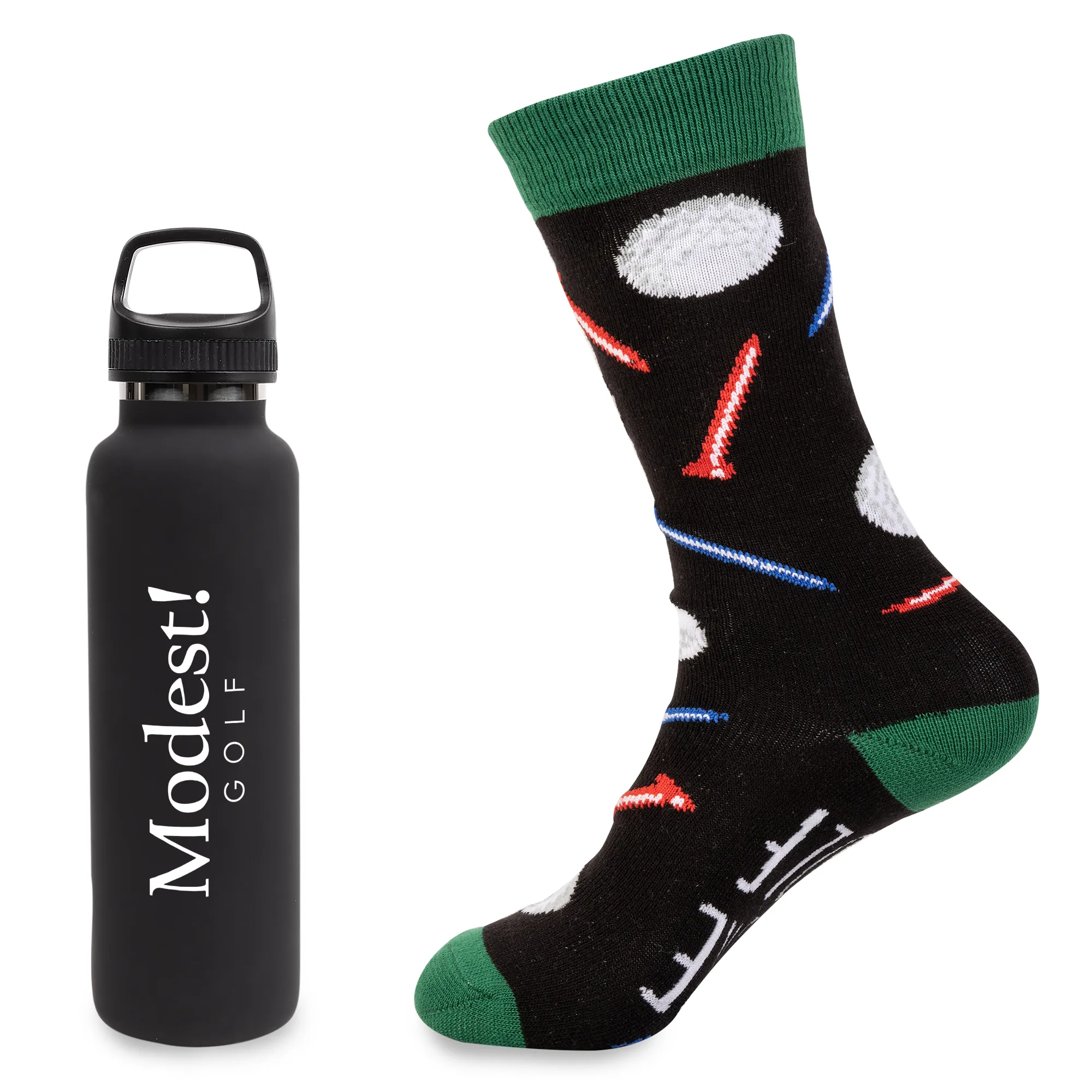 Less Work, More Golf Gift Set w/20 Oz, Stainless Steel Insulated Bottle & Socks view 2
