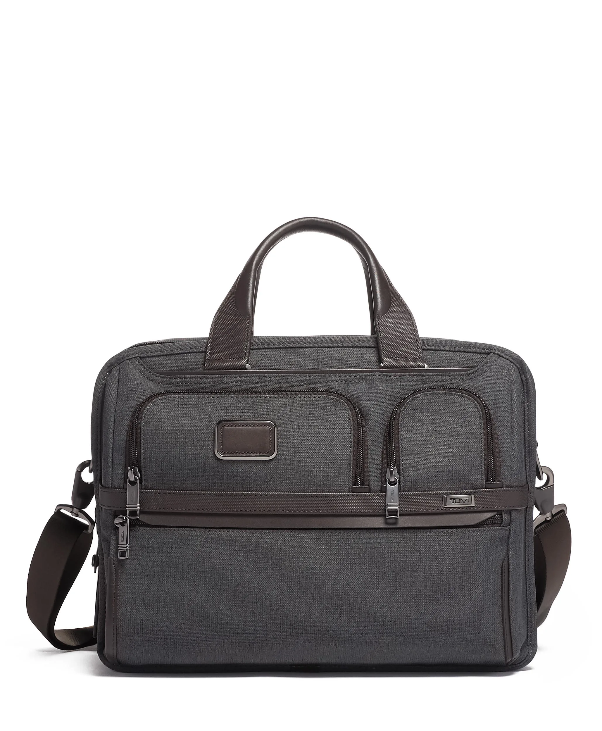 Tumi Alpha Expandable Organizer Laptop Brief- Anthracite