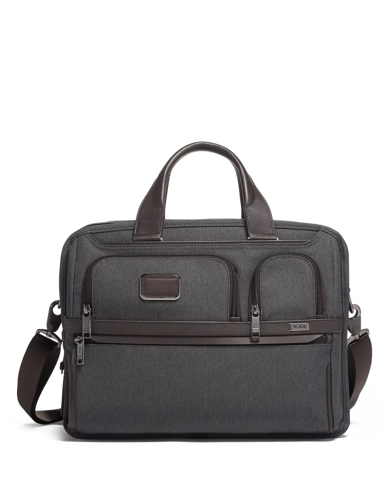 Tumi Alpha Expandable Organizer Laptop Brief- Anthracite