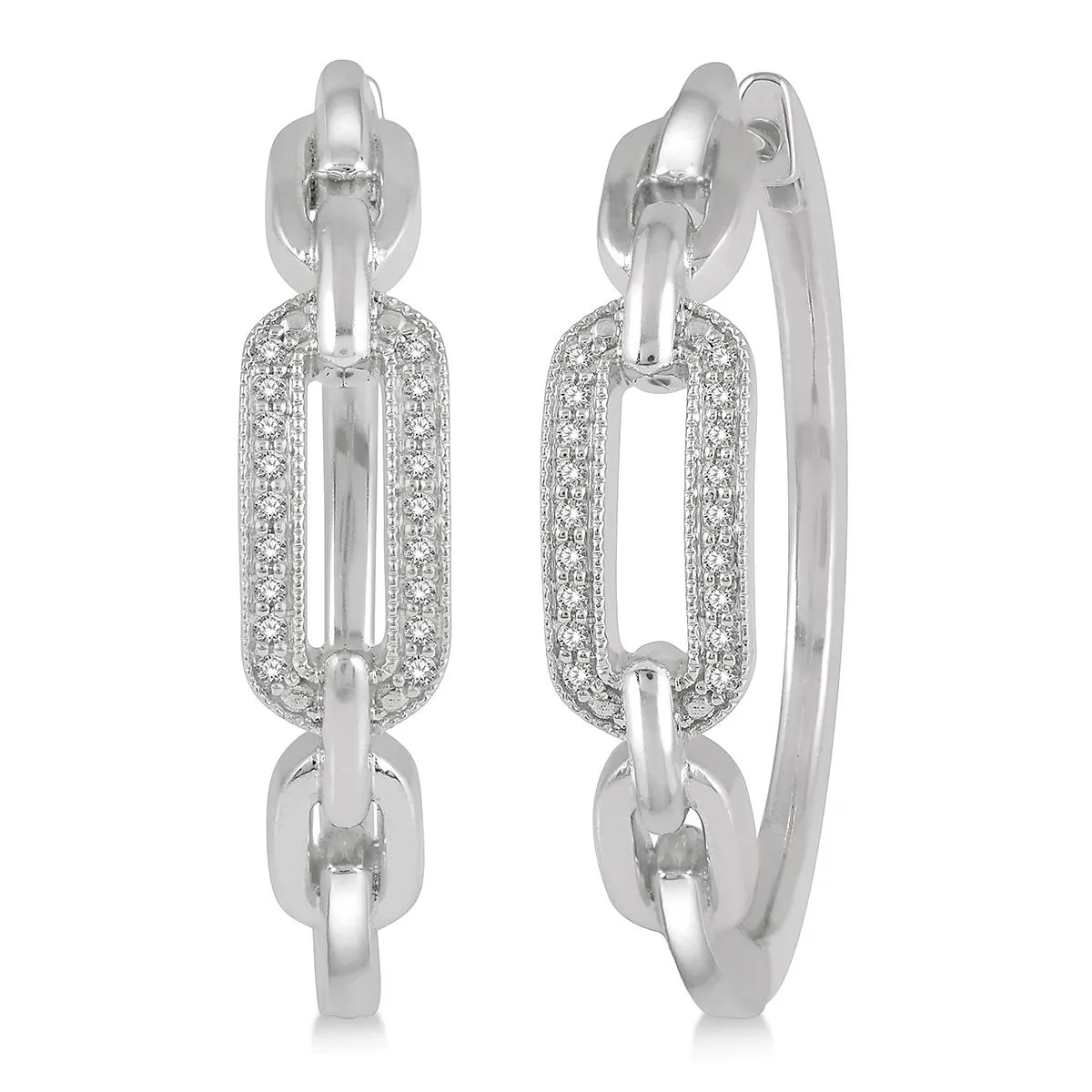 Jilco Inc Diamond Paperclip Hoop Earrings