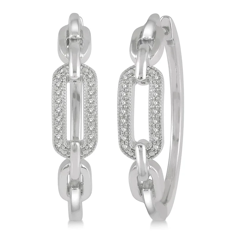 Jilco Inc Diamond Paperclip Hoop Earrings