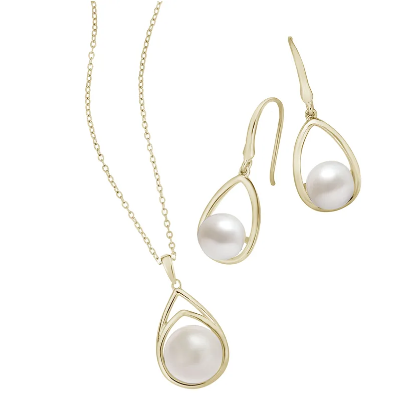 Jilco Inc Modern Pearl Earring And Necklace Set
