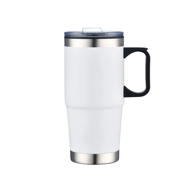 24 Oz. Double Wall Mug w/Clear Closure Lid and Handle view 2