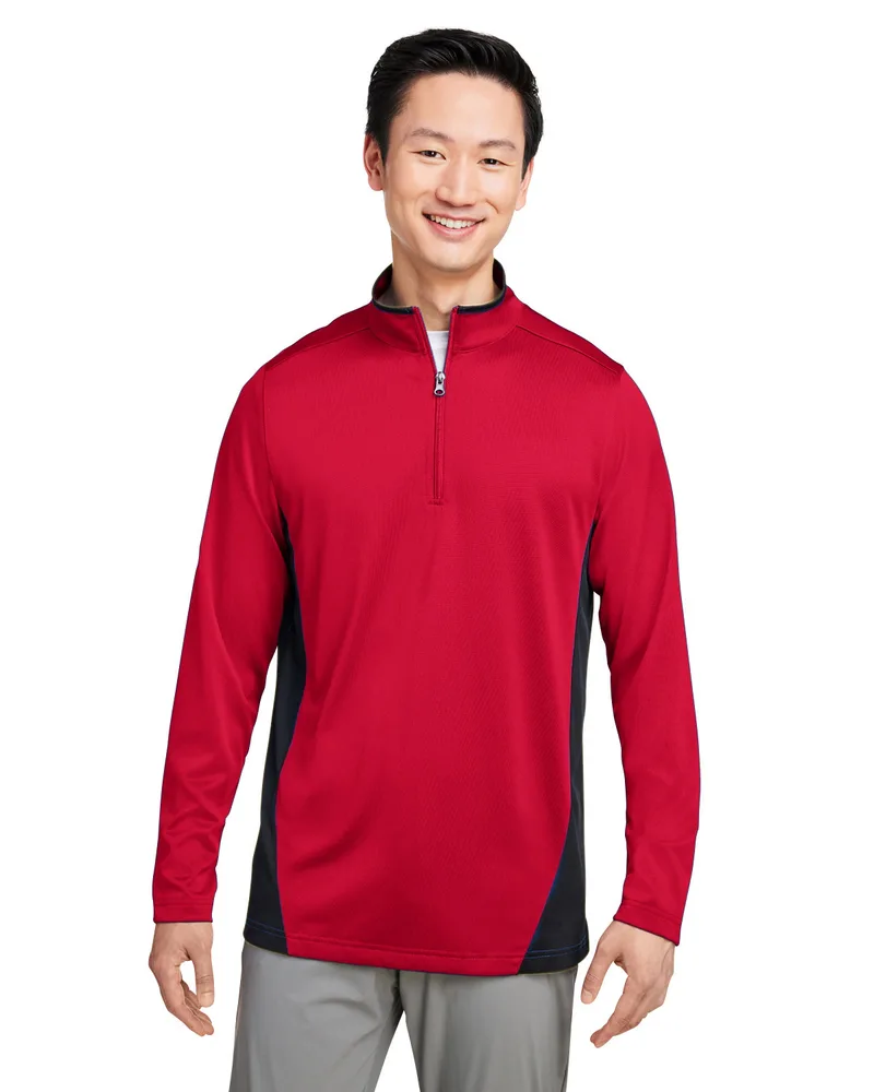 Harriton Men's Flash Snag Protection Plus IL Colorblock Quarter-Zip Pullover Shirt view 5