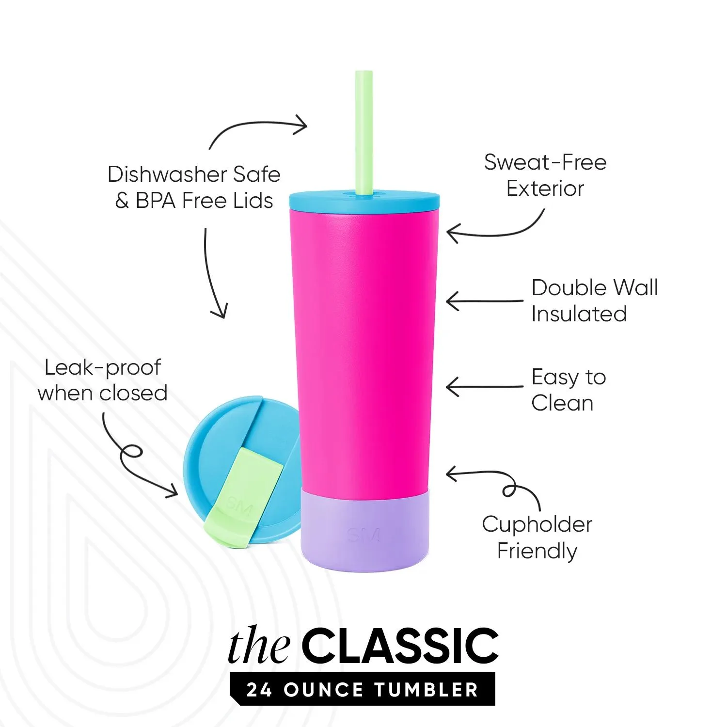 24 oz Simple Modern® Stainless Steel Double-Walled Insulated Classic Tumbler w/ Straw Lid view 3