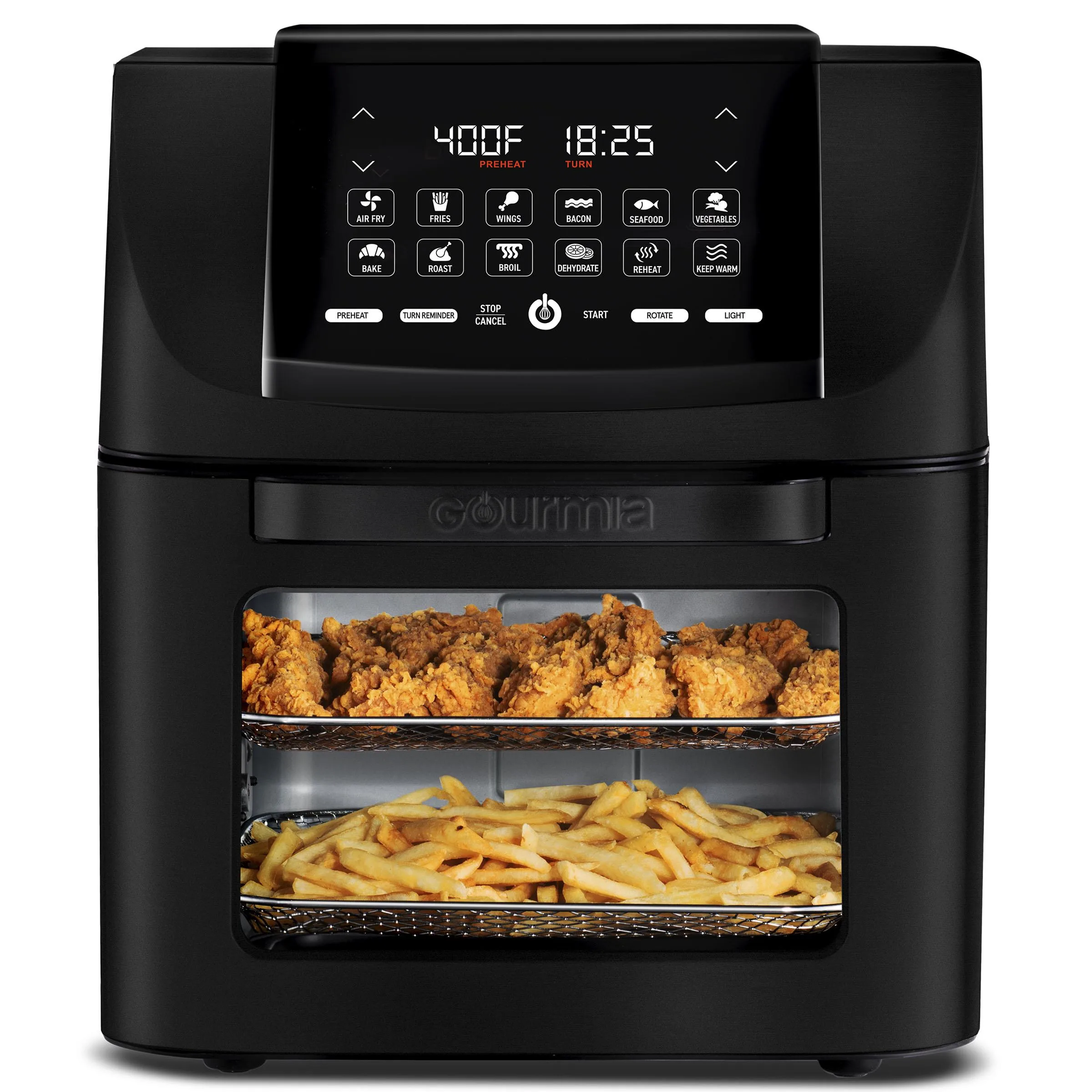 Gourmia 14-Quart Digital All-In-One Air Fryer, Oven, Rotisserie & Dehydrator w/Large Window