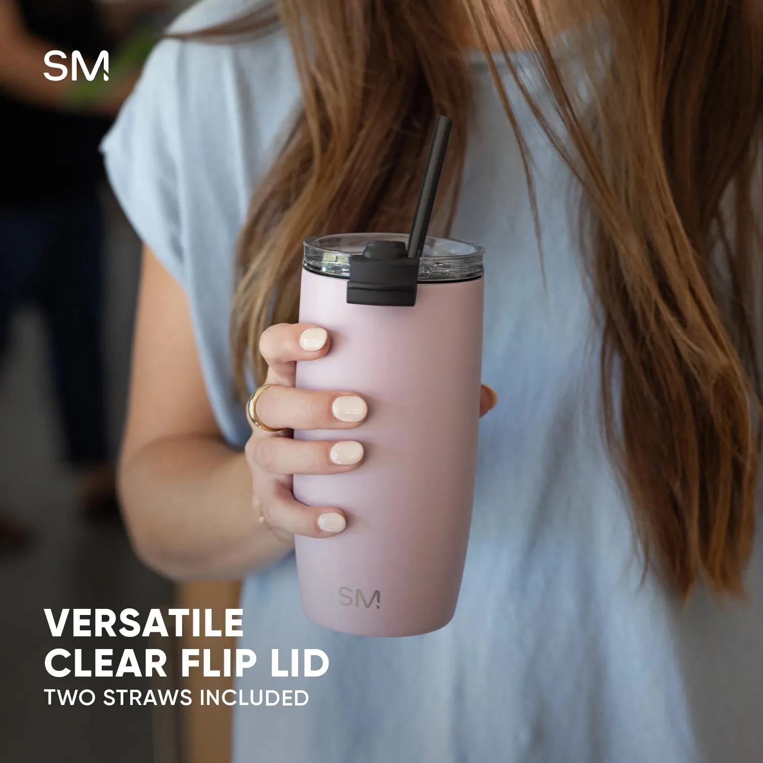 20 oz Simple Modern® Stainless Steel Double-Walled Insulated Voyager Tumbler Clear Flip Lid & Straw view 7