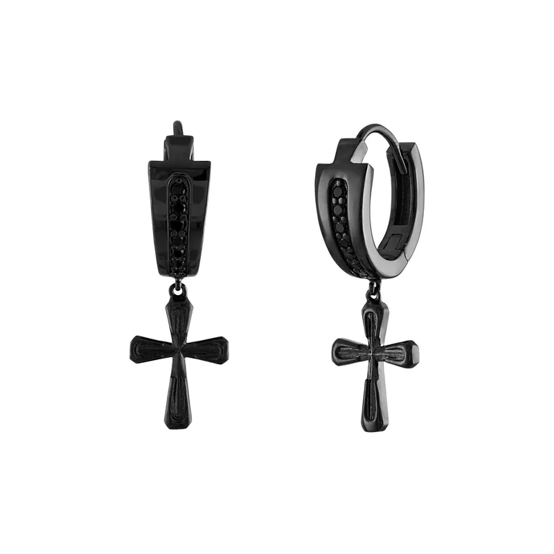 Bulova Jewelry Black Icon Sterling Silver Diamond Earrings