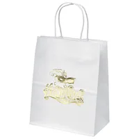 Mini - White Shopper - Foil Print (8" x 4 1/2" x 10 3/4") — 1 Location