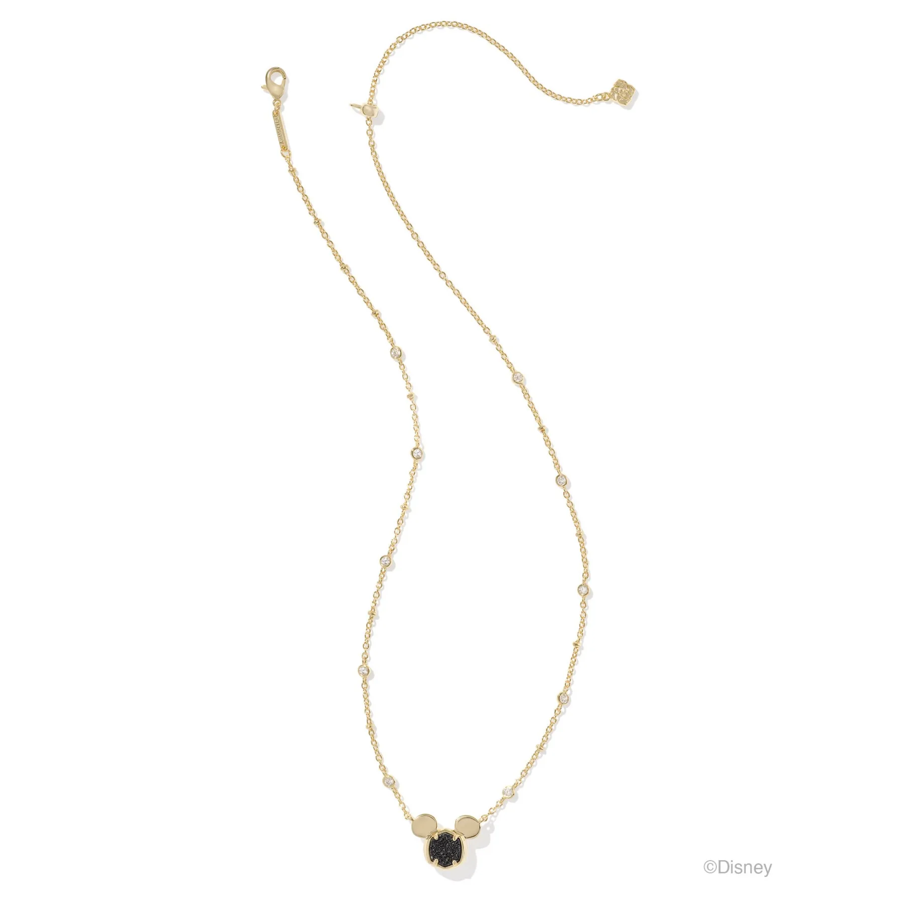 Kendra Scott Disney Gold Mickey Mouse Short Pendant Necklace in Black Drusy
