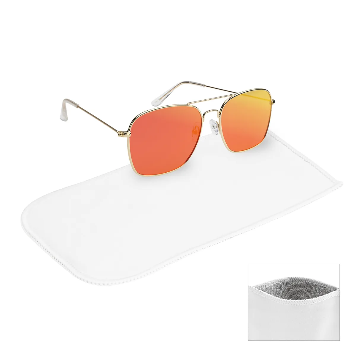 Aviator Sunglasses With Rpet Microfiber Sunglass Pouch view 3