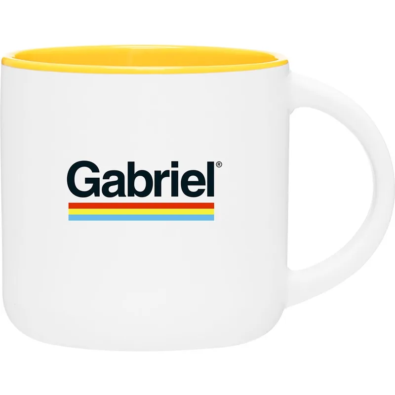14 oz Minolo Ceramic Mug (Matte White/Yellow)