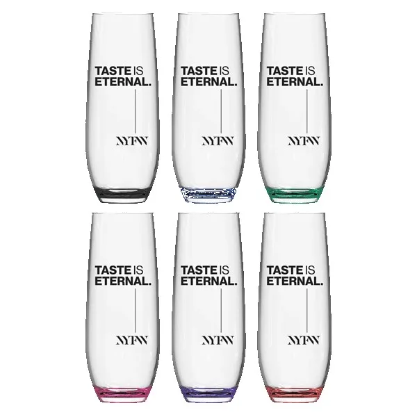 Jubilee 9oz Stemless Champagne Flute Glass with Color Bottom