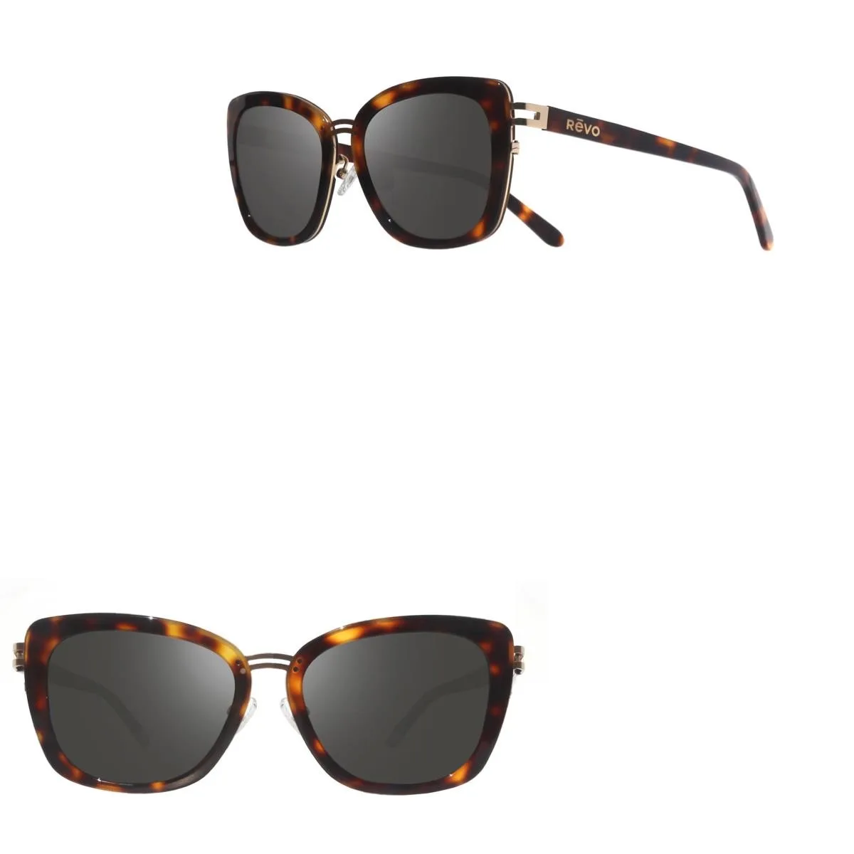 Revo Sunglasses Eva Cat Eye Sunglass w/Stainless Steel Detailing - Tortoise Brown