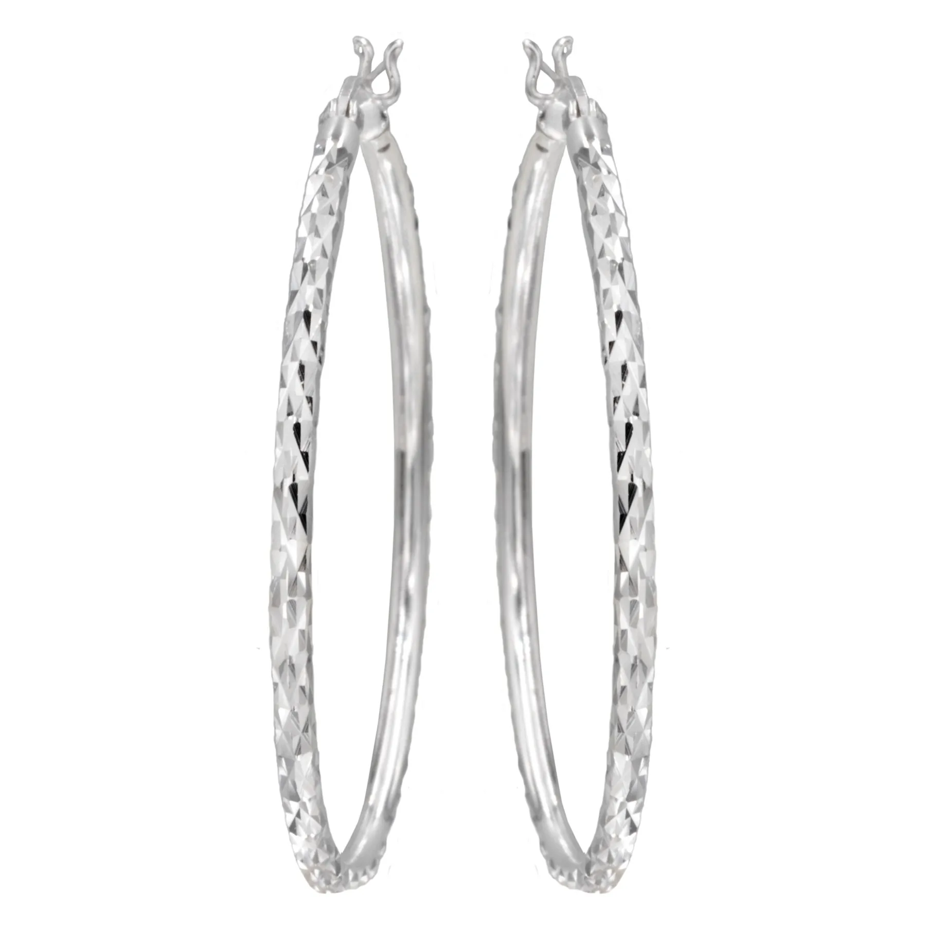 Antwerp Sterling Silver Diamond Cut Hoop Earrings
