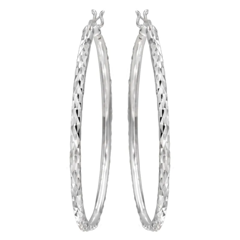 Antwerp Sterling Silver Diamond Cut Hoop Earrings