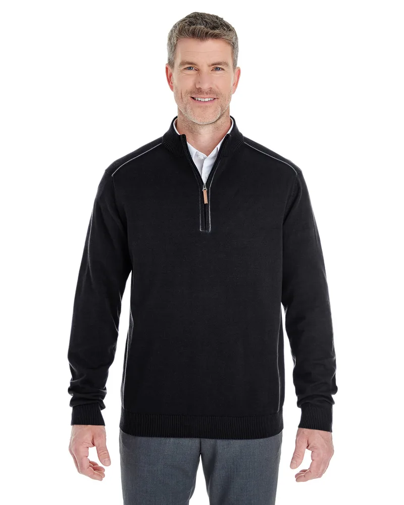 Devon and Jones Men's Manchester Fully-Fashioned Quarter-Zip Sweater