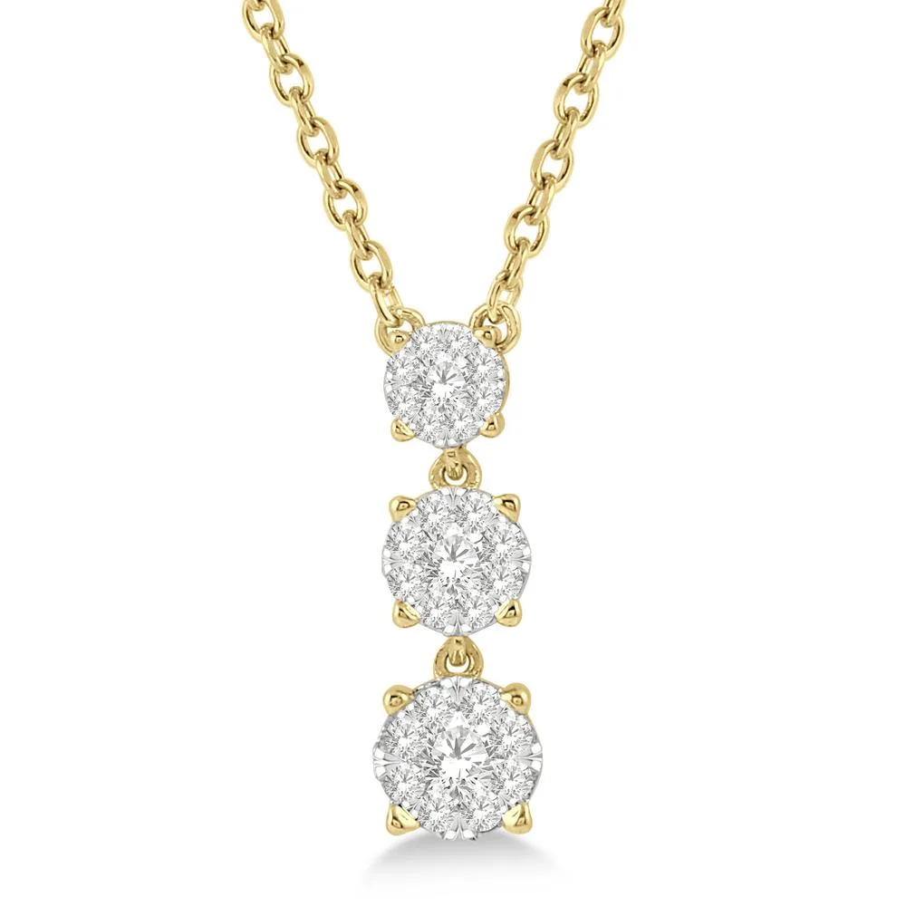 Jilco Inc Three Cluster Diamond Necklace