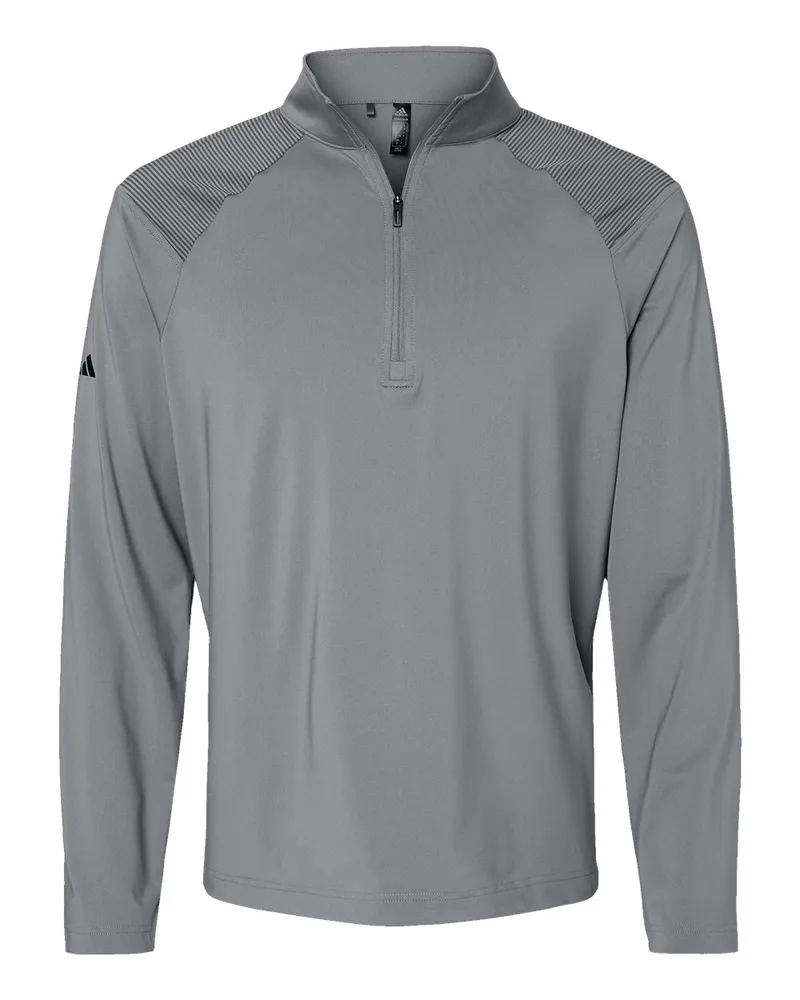 Adidas® Shoulder Stripe Quarter Zip Pullover Shirt view 4