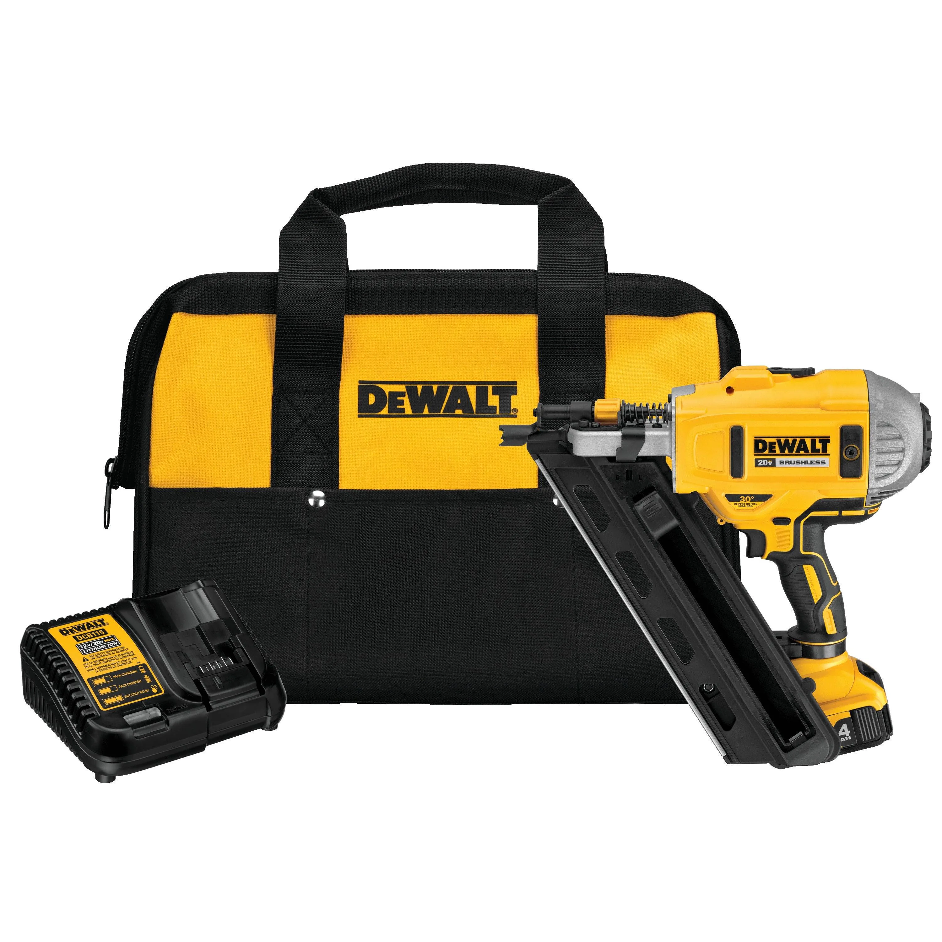 DeWalt 20V Max Xr Brushless Cordless 30-Degree Paper Collated Framing Nailer Kit