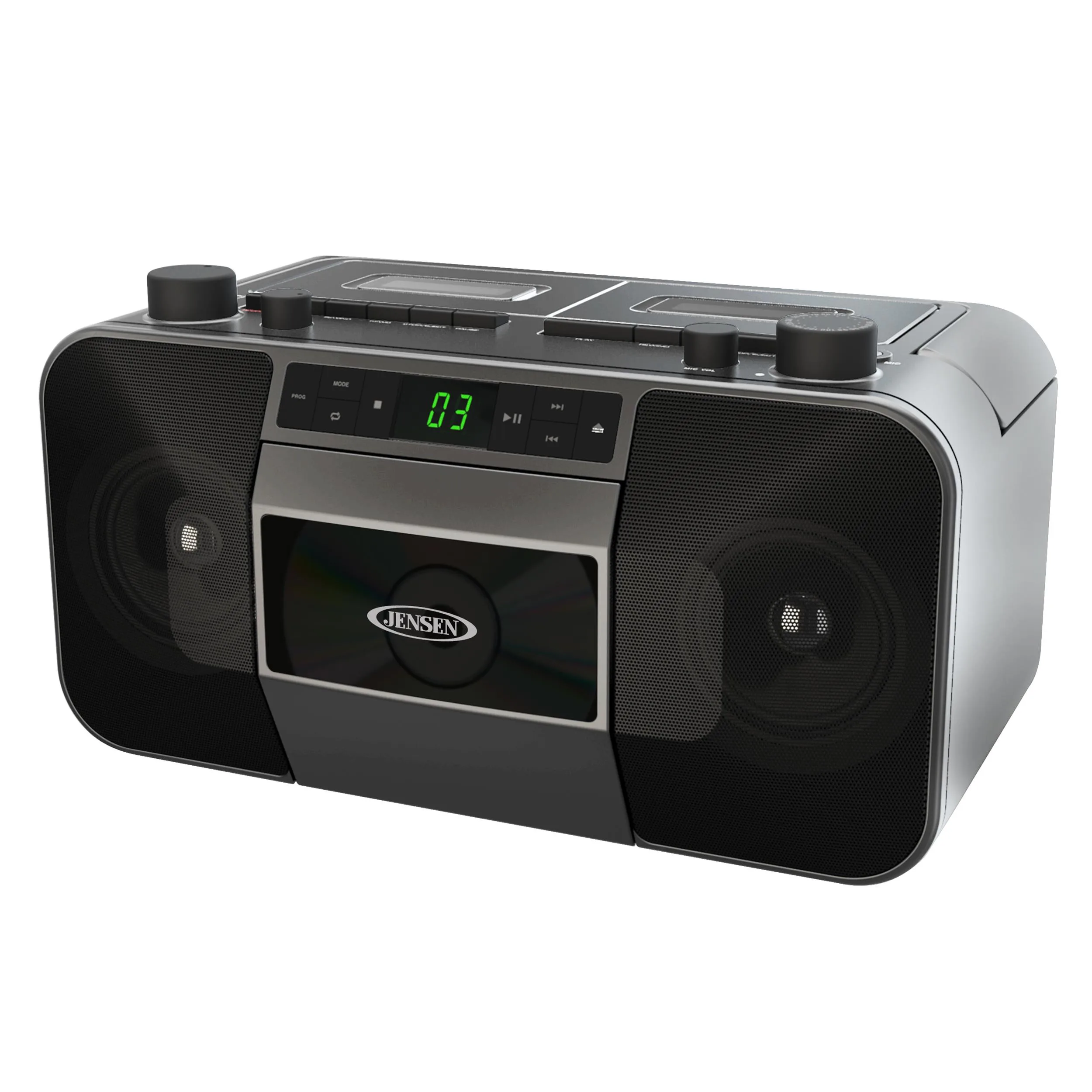 Jensen Audio Portable Stereo Cd Player Dual Cassette Deck Recorder w/Am/Fm Radio