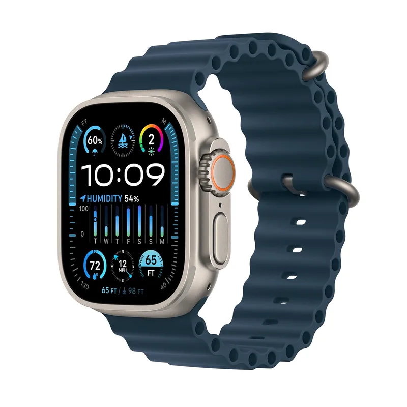 Apple Watch Ultra 2 Gps + Cell 49Mm Silver Titanium Case W/ Blue Ocean Band