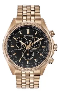 Citizen® Men's Eco-Drive® Brycen Rose Gold-Tone Watch w/Black Dial