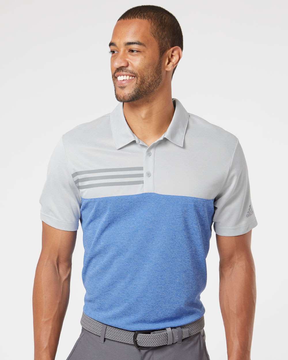 Adidas® Heathered Colorblock 3-Stripes Polo view 5