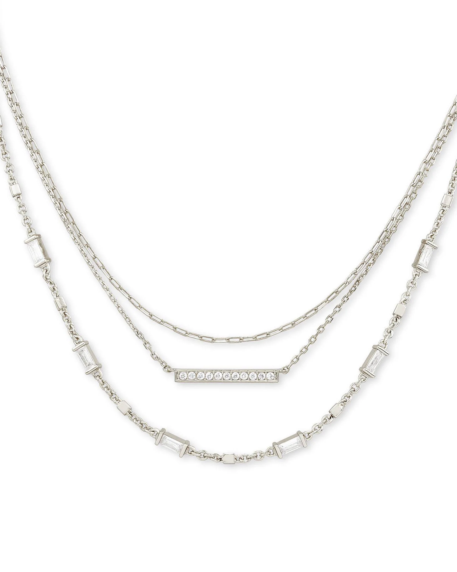 Kendra Scott Addison Multi Strand Necklace - Rhodium Silver