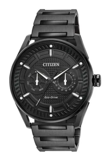 Citizen® Men's Drive CTO Eco-Drive® Black Stainless Steel Watch w/Black Dial