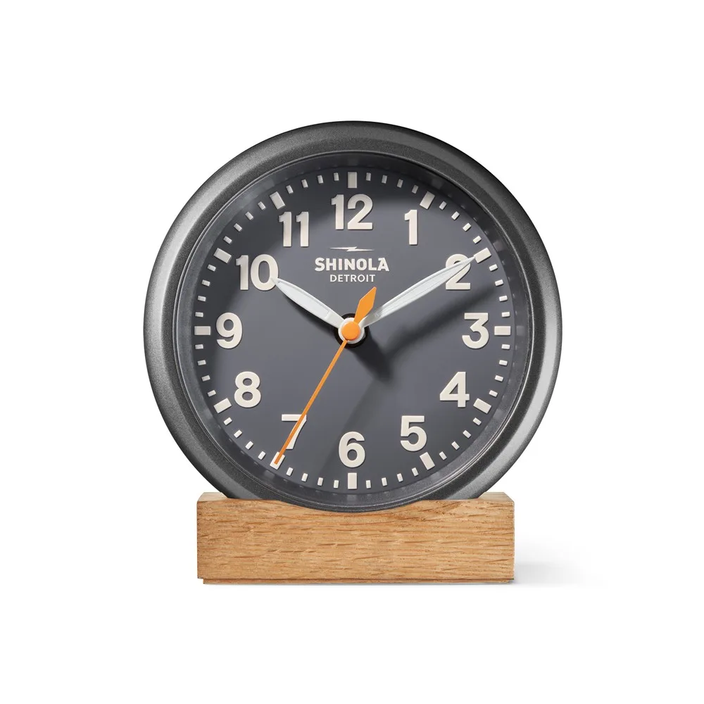 Shinola The Runwell 6" Desk Clock - Gunmetal/Gray