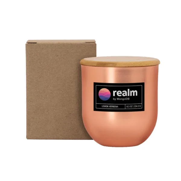 8 oz White Wax Metallic Candle with Wood Lid view 2
