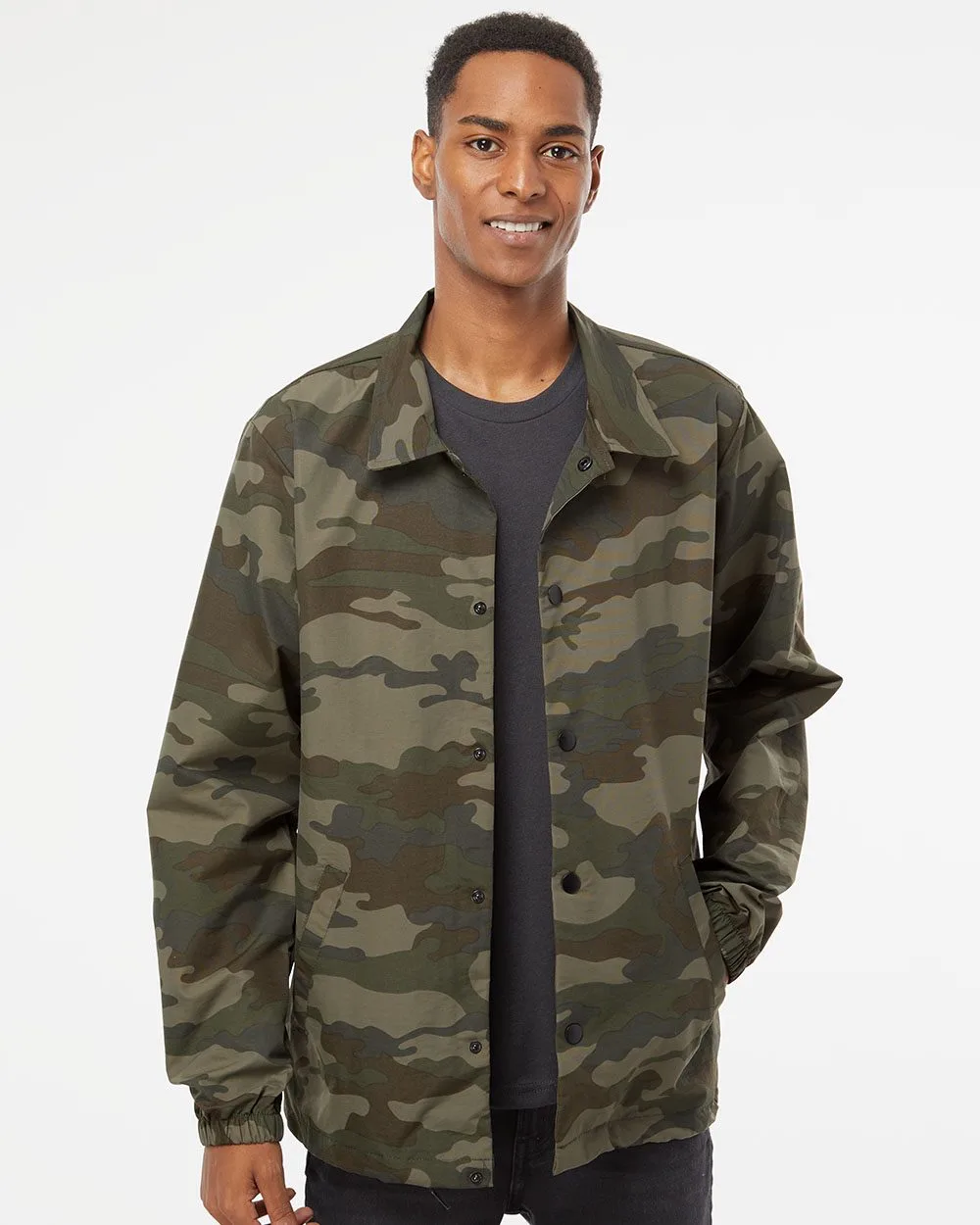 Independent Trading Co.® Men's Water-Resistant Windbreaker Coach's Jacket view 2