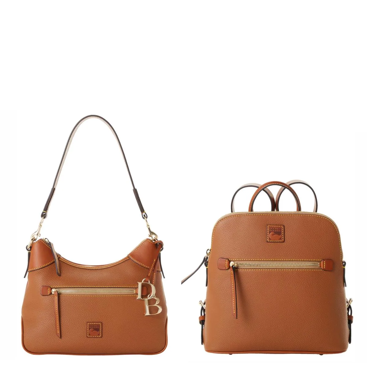 Dooney & Bourke Caramel Pebble Grain Hobo And Backpack Set