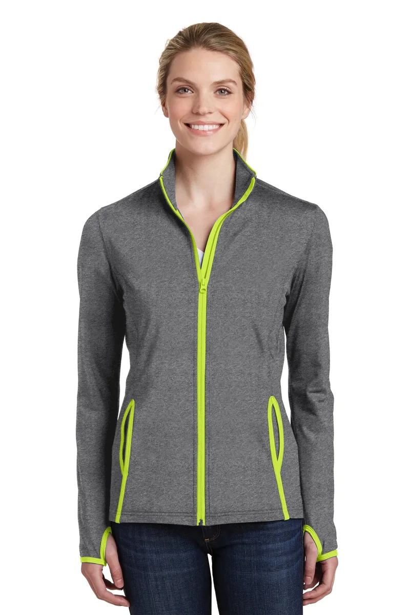 Sport-Tek® Women's Sport-Wick® Stretch Contrast Full-Zip Jacket. view 4