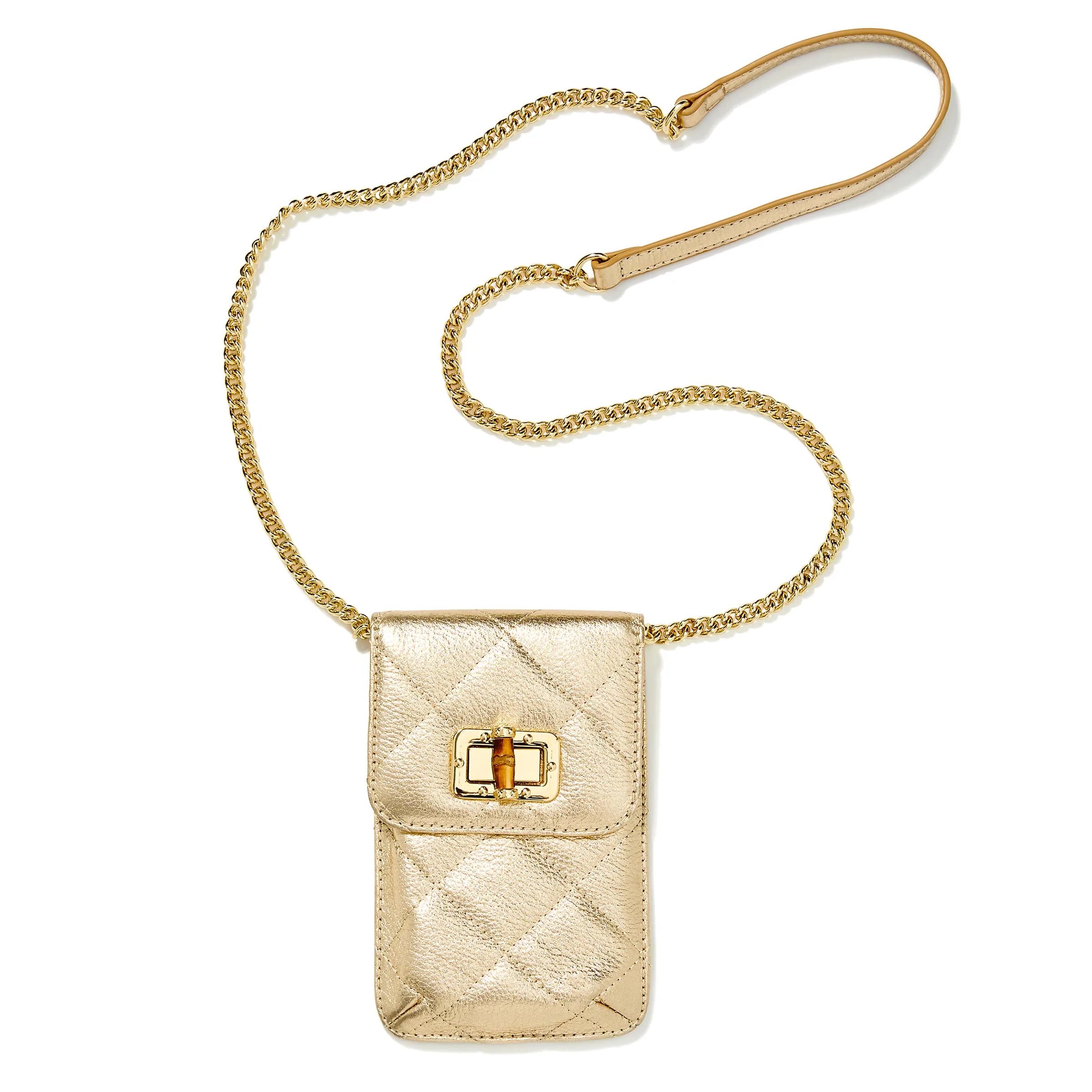 Lilly Pulitzer Quilted Lindley Leather Phone Crossbody - Gold