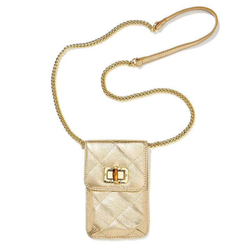 Lilly Pulitzer Quilted Lindley Leather Phone Crossbody - Gold
