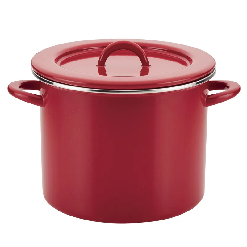 Rachael Ray Create Delicious 12Qt Enamel On Steel Stockpot W/ Lid Red