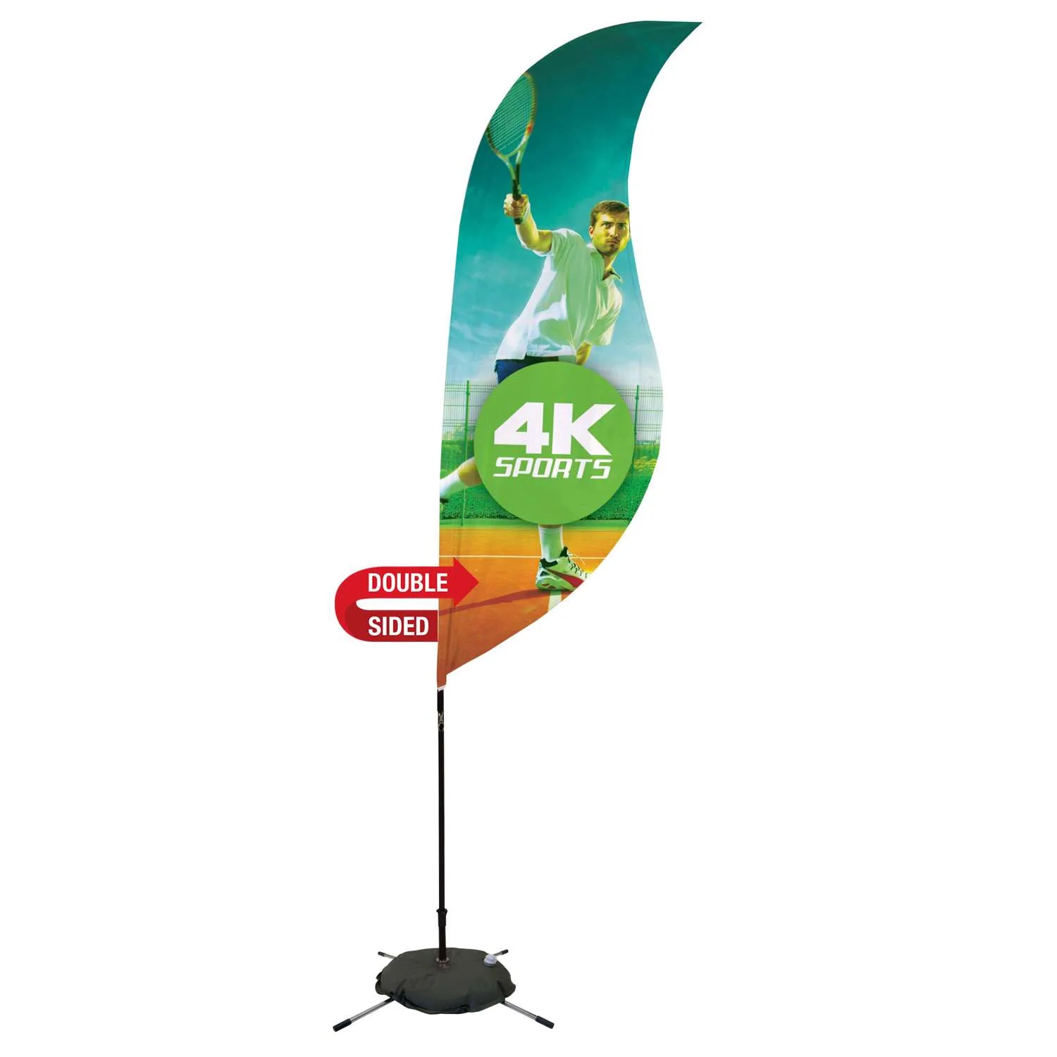 9' Streamline Sabre Sail Sign Flag, 2-Sided, Scissor Base