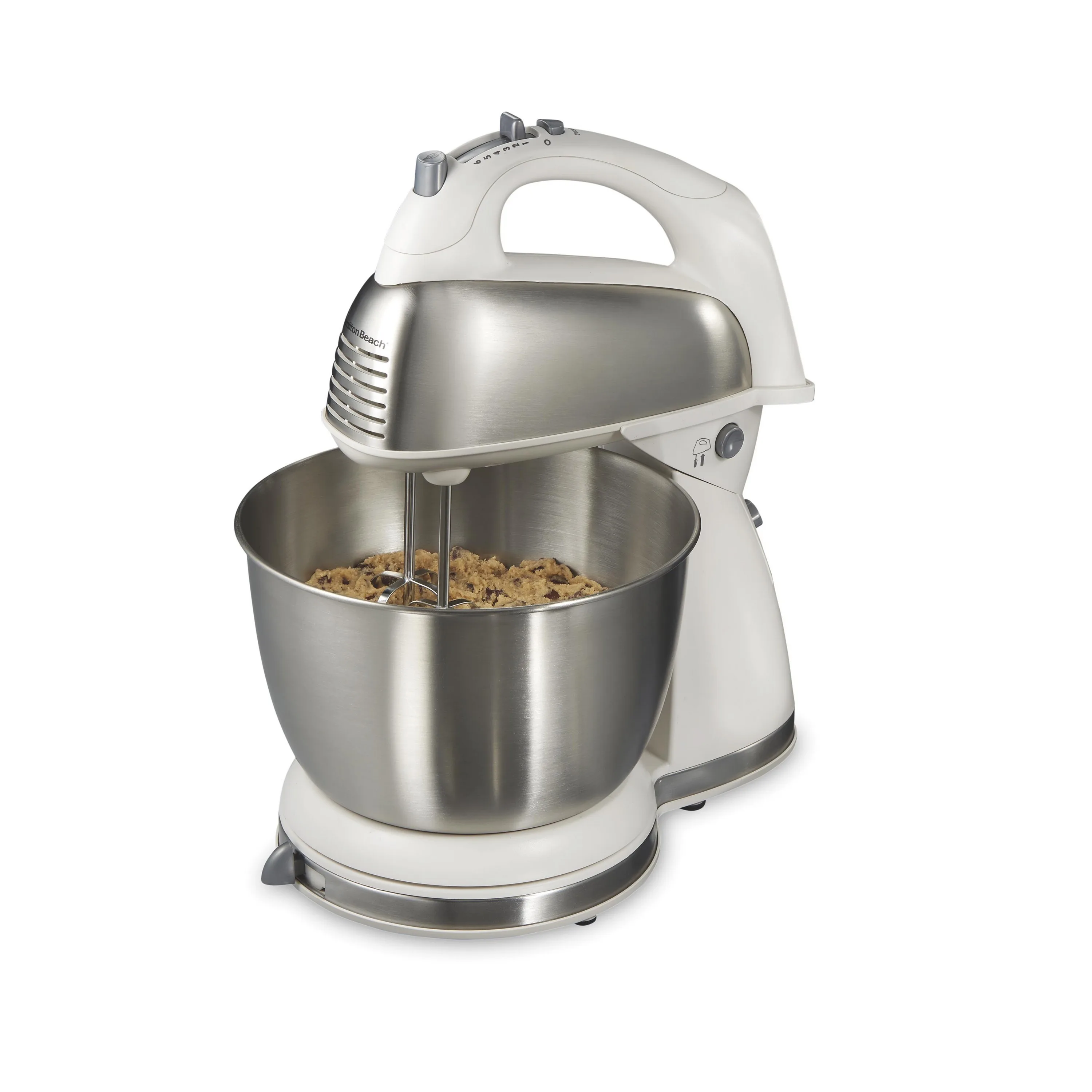 Hamilton Beach Classic Stand Mixer, 4 Quart Stainless Steel Bowl, 6 Speeds - White
