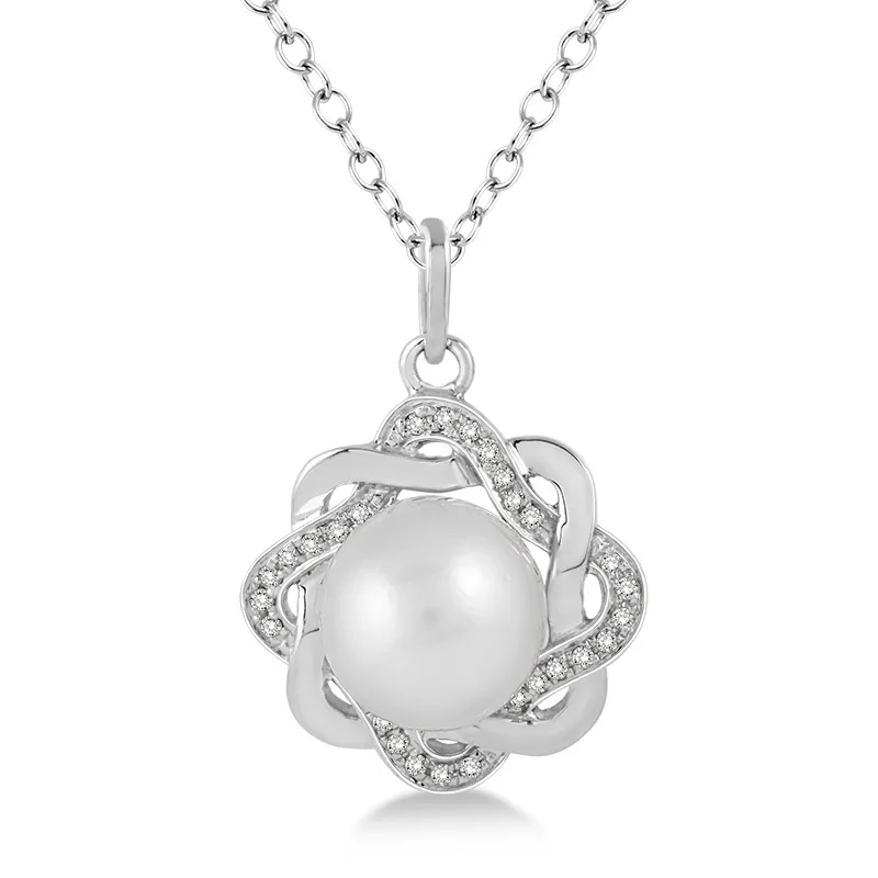 Jilco Inc Pearl & Diamond Necklace - Sterling Silver