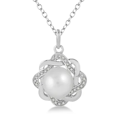 Jilco Inc Pearl & Diamond Necklace - Sterling Silver