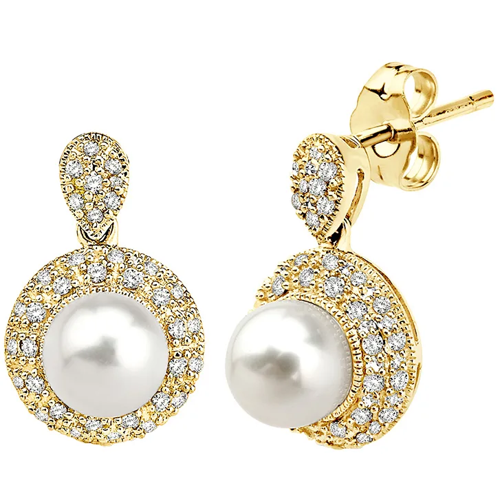 Jilco Inc Diamond & Pearl Earrings